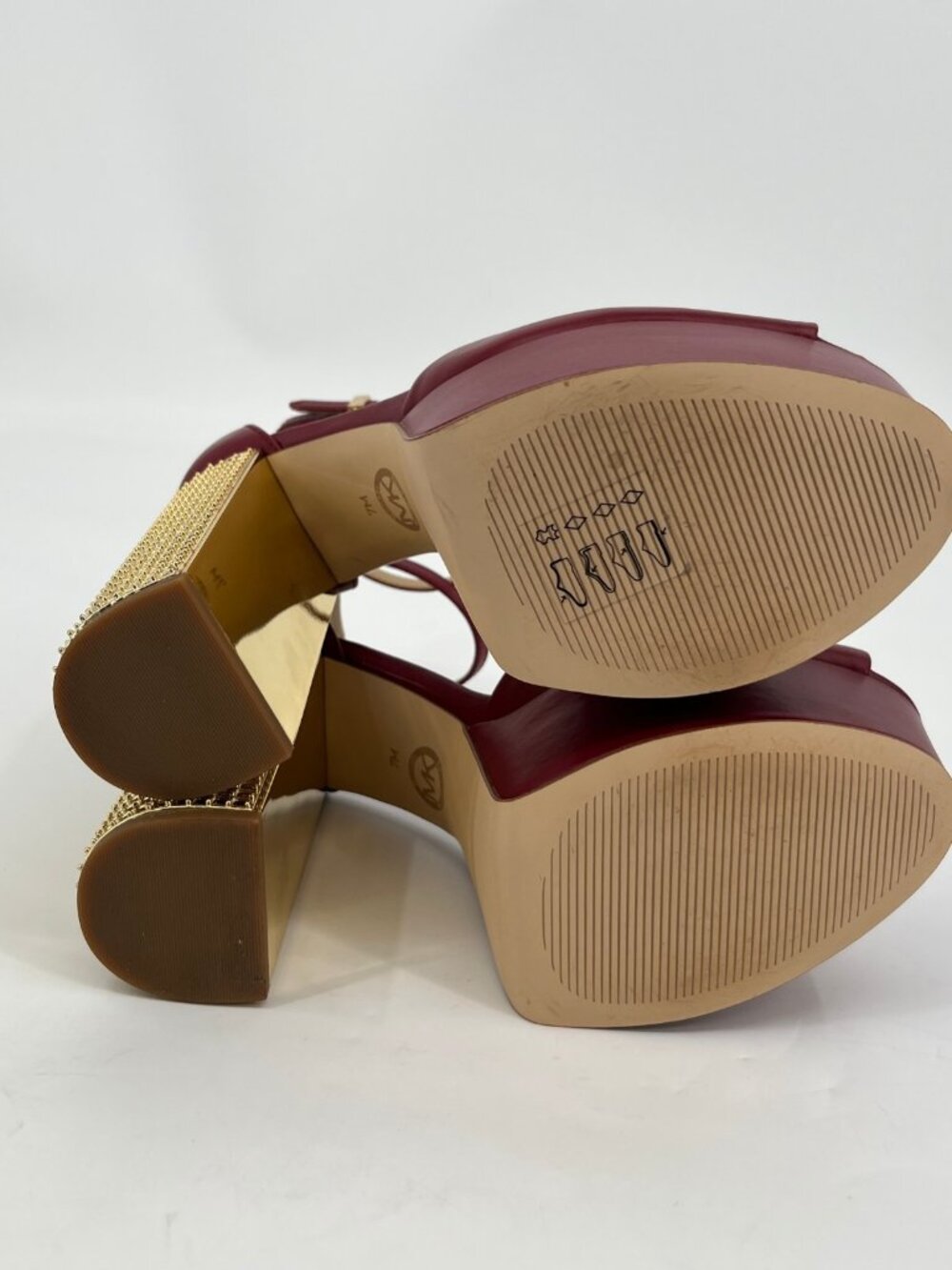 Michael Kors Maxine Platform Sandals Burgundy Sz 7 Leather Open Toe Ankle Strap - Picture 10 of 15